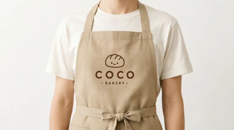 COCO Bakery のロゴ入りエプロンを着けたスタッフ